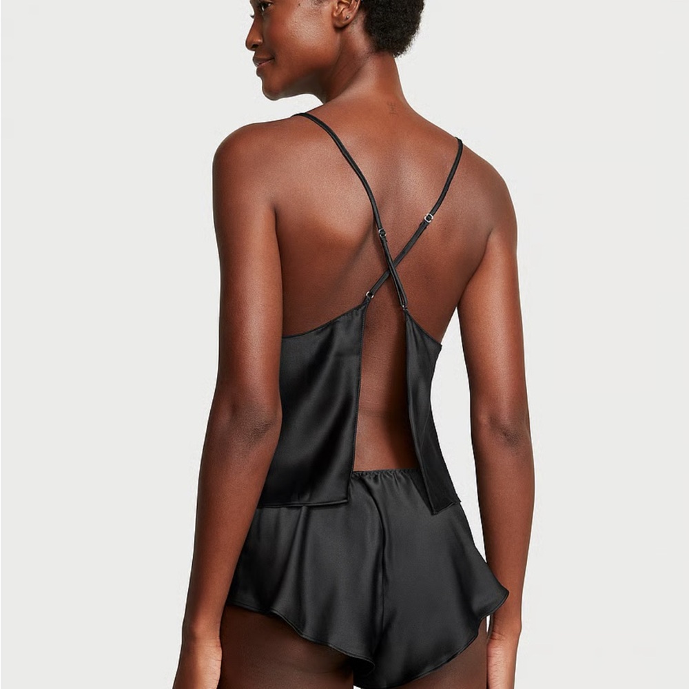 Victoria's Secret Black Satin Pajama Set